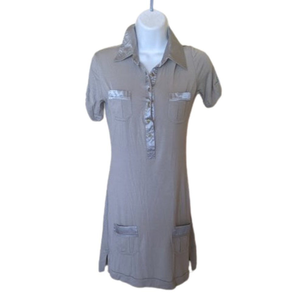 Gray - Beige Shirt Dress Size Large